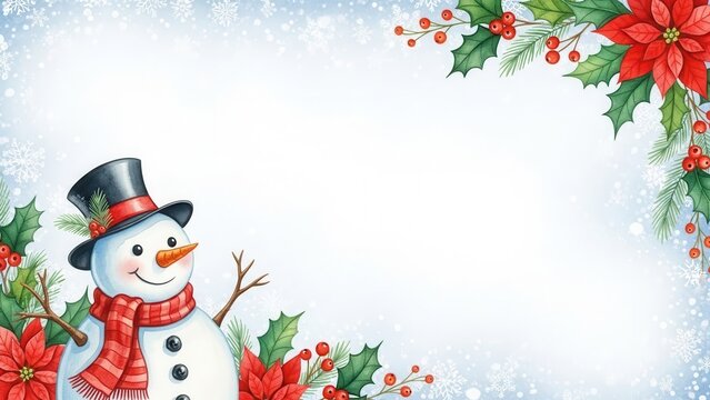 Snowman with Christmas Decorations Border 113543 20251127