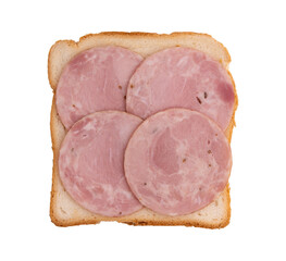 round piece of ham isolated
