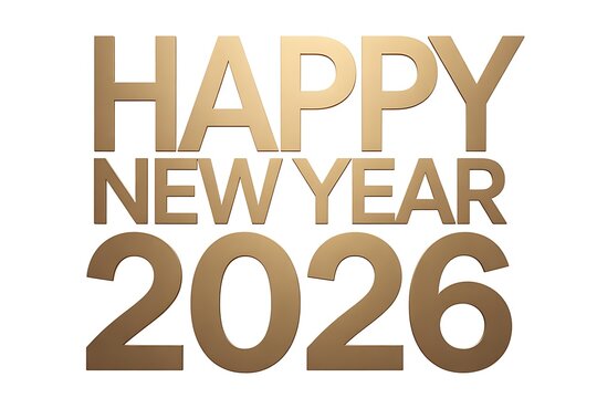 Celebrate a brilliant Happy New Year 2026 with elegant gold lettering, perfect for invitations, digital marketing, or festive seasonal promotions