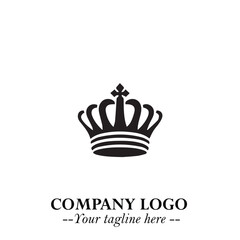 Fototapeta premium Elegant Black Crown Logo Symbol on a Clean White Background for Premium Branding Design