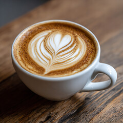 Latte Art Heart Design Being Poured in a Coffee Cup