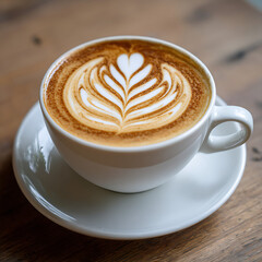 Latte Art Heart Design Being Poured in a Coffee Cup