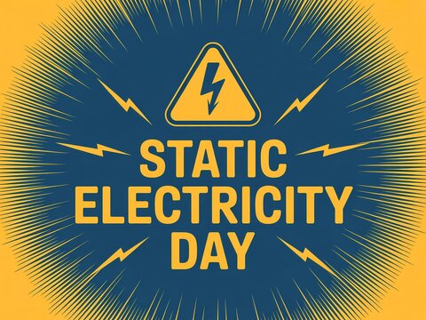 Celebrate static electricity day with a vibrant design featuring warning symbols and lightning bolts