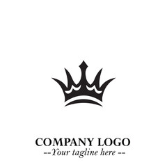 Elegant Black Crown Logo Symbol on a Clean White Background for Premium Branding Design