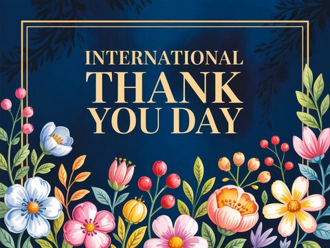 Celebrate international thank you day with a beautiful floral illustration and heartfelt message