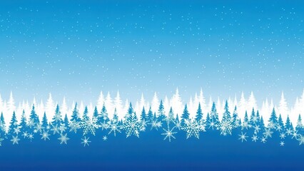 Winter Forest Silhouette With Snowflakes tree