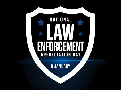 National law enforcement appreciation day honoring officers on january 9th with a shield emblem