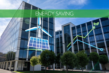 Energy Saving Initiatives Reflected on Modern Buildings with Green EcoFriendly Iconography
