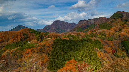 紅葉した奥久慈の山　奥久慈男体山　絶景