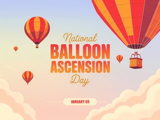 Celebrate national balloon ascension day with colorful hot air balloons soaring through a pastel sky