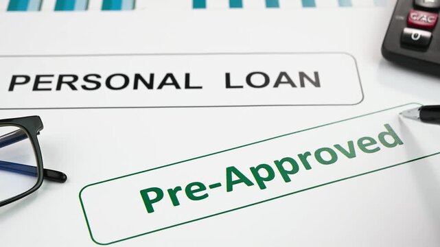 Reviewing pre-approved loan application document.