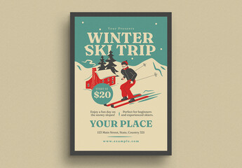 Retro Winter Skip Trip Flyer