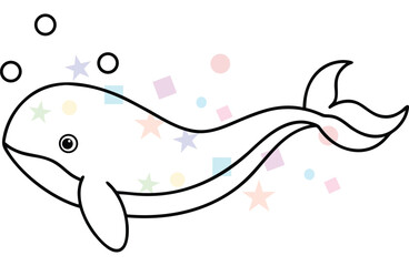 Playful Cartoon Whale Drawing Outline Perfect for Kids Coloring Book and Educational Activities