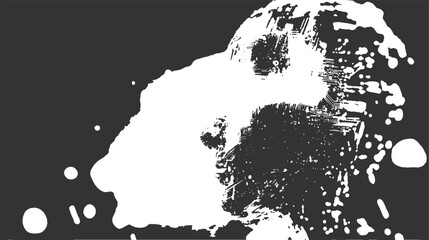 Abstract white ink splatter on dark gray background with textured brush strokes and circular shapes vector