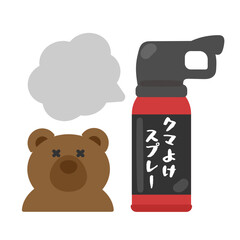 クマとクマ撃退スプレー　噴射　イラスト