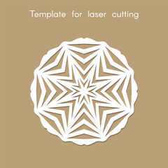 Decorative snowflake. New year gecor. Template for laser cutting from wood, paper and metal. 