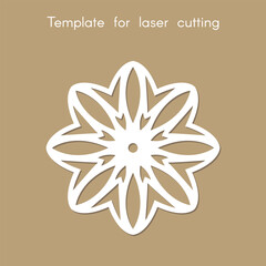 New year decor. Decorative snowflake. Template for laser cutting from wood, paper and metal. 