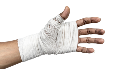 Mummified hand on transparent background, Halloween mummy character, ancient horror death and decay concept isolated on solid white 1 background