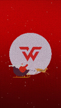 Cozy Knit Sweater Christmas Greeting Vertical Logo Reveal Animation &ndash; Winter Snow & Santa Sleigh