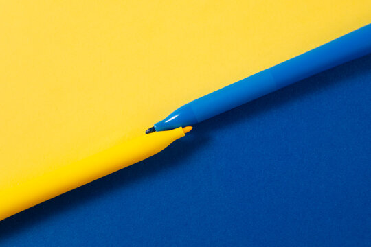 Yellow and blue pencil background