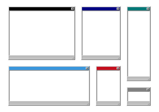 Vector retro computer frames in different sizes and colors easily streatchable