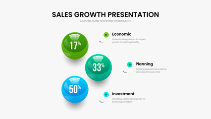 Science Review Three Step Chart Presentation Layout. Modern Strategy 3 Element Infographic Slideshow Design. Service Forecast Frame Template Vector Illustration.