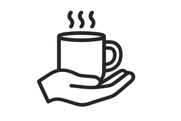 Human hand holding a steaming hot beverage mug symbolizing warmth, comfort, and service