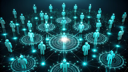 Global social network with abstract people figures connecting