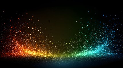 The image features a gradient of twinkling lights ranging from warm oranges to cool blues, set against a dark background, creating a dynamic and mesmerizing effect.