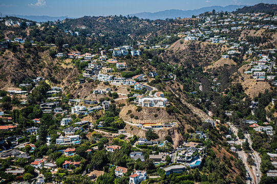 Aerial View of Mountain Homes in Los Angeles