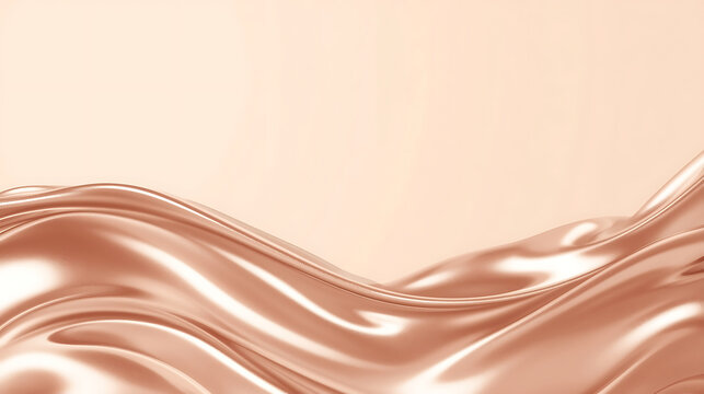 Rose gold fluid waves background, elegant silky fabric texture