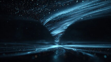 Futuristic abstract tunnel of light over reflective surface suggesting digital funnel, data flow and customer journey for conversion optimization for sales customer.