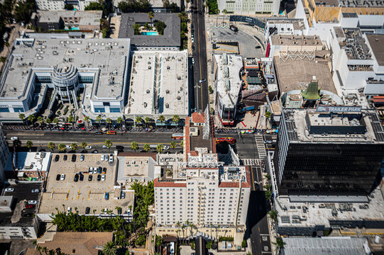 Aerial View of Hollywood Boulevard and Tourist District