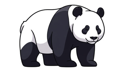 Naklejka premium A cartoon illustration of a giant panda standing on a white background.