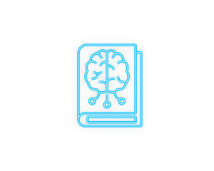 Light blue AI brain icon on a book represents knowledge, learning, and digital intelligence. Clean lines highlight innovation and modern education concepts. Ideal for tech training, e-learning, and AI