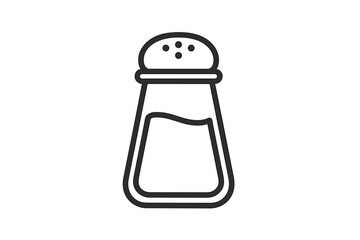Simple black and white outline of a classic salt shaker used for seasoning food or dining