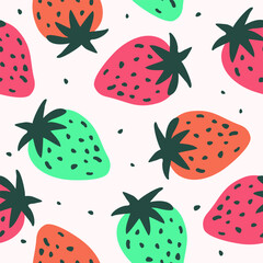 Fototapeta premium Cute strawberry fruits pattern background vector design