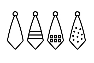 Minimalist outline neckties featuring solid, striped, square, and polka dot patterns