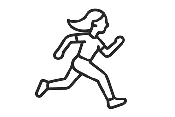 Naklejka premium Simple outline graphic of a running woman symbolizing fitness and active lifestyle