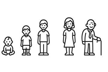 Human life cycle showing different generations and development stages of people