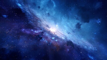 Fototapeta premium Celestial Nebula: Vibrant Blue Starfield Galaxy Art