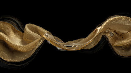 Dynamic liquid gold and textured fabric abstract flow background