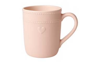 Pink ceramic mug with embossed heart design, beaded rim, perfect for coffee, tea, hot drinks, love, valentine's day, anniversaries