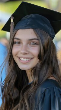 A joyful young woman celebrates her academic achievements during a graduation ceremony.