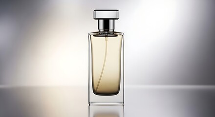 Elegant glass perfume bottle with subtle amber liquid