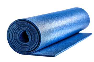 Non-slip travel yoga mat for safe workouts isolated on transparent background