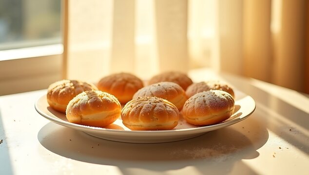 Golden crispy schnitzel served with potato salad and lemon slices rests on a festive tablecloth in warm Christmas light.  - Powered by Adobe