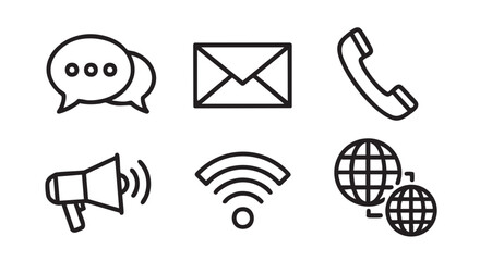 Communication and promotion icons for business social media and marketing concepts