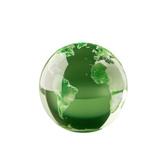 Globe Rests on Green Surface Against White Background
