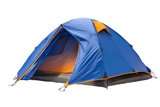 Waterproof backpacking tent with easy carry isolated on transparent background